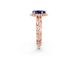 Rose gold Pear Cut Halo Diamond Solitaire with Filigree Band and Four-Prong Setting_2