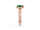 Rose gold Pear Cut Halo Diamond Solitaire with Filigree Band and Four-Prong Setting_2