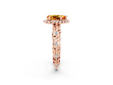 Rose gold Pear Cut Halo Diamond Solitaire with Filigree Band and Four-Prong Setting_2