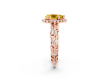 Rose gold Pear Cut Halo Diamond Solitaire with Filigree Band and Four-Prong Setting_2
