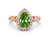Rose gold Pear Cut Halo Diamond Solitaire with Filigree Band and Four-Prong Setting