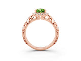 Rose gold Pear Cut Halo Diamond Solitaire with Filigree Band and Four-Prong Setting_3