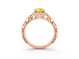 Rose gold Pear Cut Halo Diamond Solitaire with Filigree Band and Four-Prong Setting_3