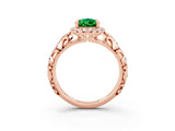 Rose gold Pear Cut Halo Diamond Solitaire with Filigree Band and Four-Prong Setting_3