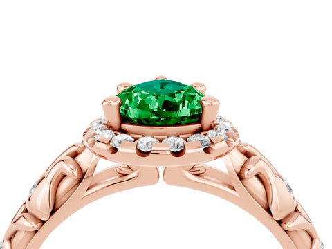 Rose gold Pear Cut Halo Diamond Solitaire with Filigree Band and Four-Prong Setting_4