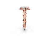 Rose gold Pear Cut Halo Diamond Solitaire with Filigree Band and Four-Prong Setting_5
