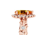Rose gold Pear Cut Halo Diamond Solitaire with Filigree Band and Four-Prong Setting_5