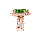 Rose gold Pear Cut Halo Diamond Solitaire with Filigree Band and Four-Prong Setting_5