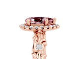 Rose gold Pear Cut Halo Diamond Solitaire with Filigree Band and Four-Prong Setting_5