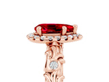 Rose gold Pear Cut Halo Diamond Solitaire with Filigree Band and Four-Prong Setting_5