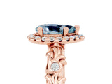 Rose gold Pear Cut Halo Diamond Solitaire with Filigree Band and Four-Prong Setting_5