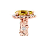 Rose gold Pear Cut Halo Diamond Solitaire with Filigree Band and Four-Prong Setting_5