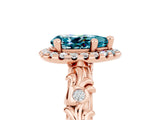 Rose gold Pear Cut Halo Diamond Solitaire with Filigree Band and Four-Prong Setting_5