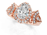 Rose gold Pear Cut Halo Diamond Split Shank Engagement Ring with Four-Prong Setting_10