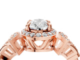 Rose gold Pear Cut Halo Diamond Split Shank Engagement Ring with Four-Prong Setting_13