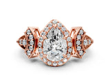 Rose gold Pear Cut Halo Diamond Split Shank Engagement Ring with Four-Prong Setting_9