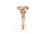 Rose gold Pear Cut Halo Diamond Split Shank Pave Ring_11