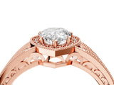Rose gold Pear Cut Halo Diamond Split Shank Ring with Prong Setting_7