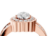 Rose gold Pear Cut Halo Diamond Split Shank Ring with Scalloped Prong Setting_11