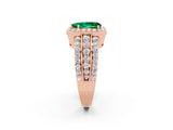 Rose gold Pear Cut Halo Emerald Ring with Split Shank and Four-Prong Setting_2