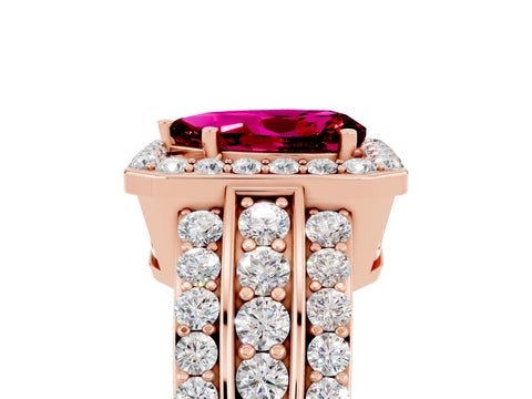 Rose gold Pear Cut Halo Garnet Ring with Split Shank and Four-Prong Setting_5