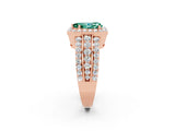 Rose gold Pear Cut Halo Green Sapphire Ring with Split Shank and Four-Prong Setting_2