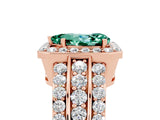 Rose gold Pear Cut Halo Green Sapphire Ring with Split Shank and Four-Prong Setting_5