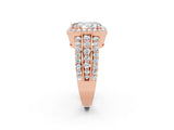 Rose gold Pear Cut Halo Moissanite Ring with Split Shank and Four-Prong Setting_2