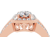 Rose gold Pear Cut Halo Moissanite Ring with Split Shank and Four-Prong Setting_4