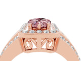 Rose gold Pear Cut Halo Morganite Ring with Split Shank and Four-Prong Setting_4