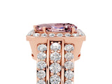 Rose gold Pear Cut Halo Morganite Ring with Split Shank and Four-Prong Setting_5
