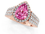 Rose gold Pear Cut Halo Pavé Diamond Engagement Ring with Split Shank and Four-Prong Setting_1