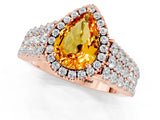 Rose gold Pear Cut Halo Pavé Diamond Engagement Ring with Split Shank and Four-Prong Setting_1