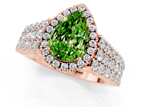 Rose gold Pear Cut Halo Pavé Diamond Engagement Ring with Split Shank and Four-Prong Setting_1