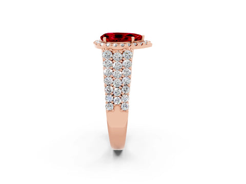 Rose gold Pear Cut Halo Pavé Diamond Engagement Ring with Split Shank and Four-Prong Setting_2