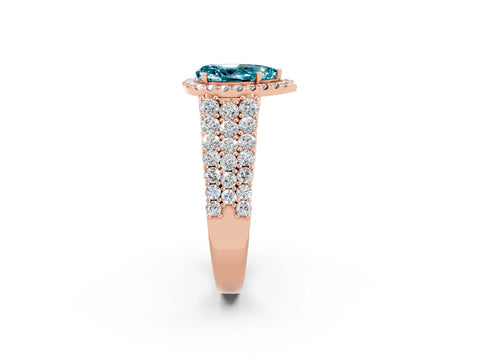Rose gold Pear Cut Halo Pavé Diamond Engagement Ring with Split Shank and Four-Prong Setting_2