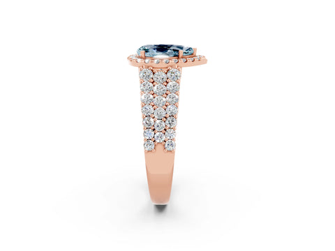 Rose gold Pear Cut Halo Pavé Diamond Engagement Ring with Split Shank and Four-Prong Setting_2