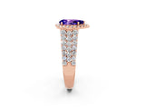 Rose gold Pear Cut Halo Pavé Diamond Engagement Ring with Split Shank and Four-Prong Setting_2