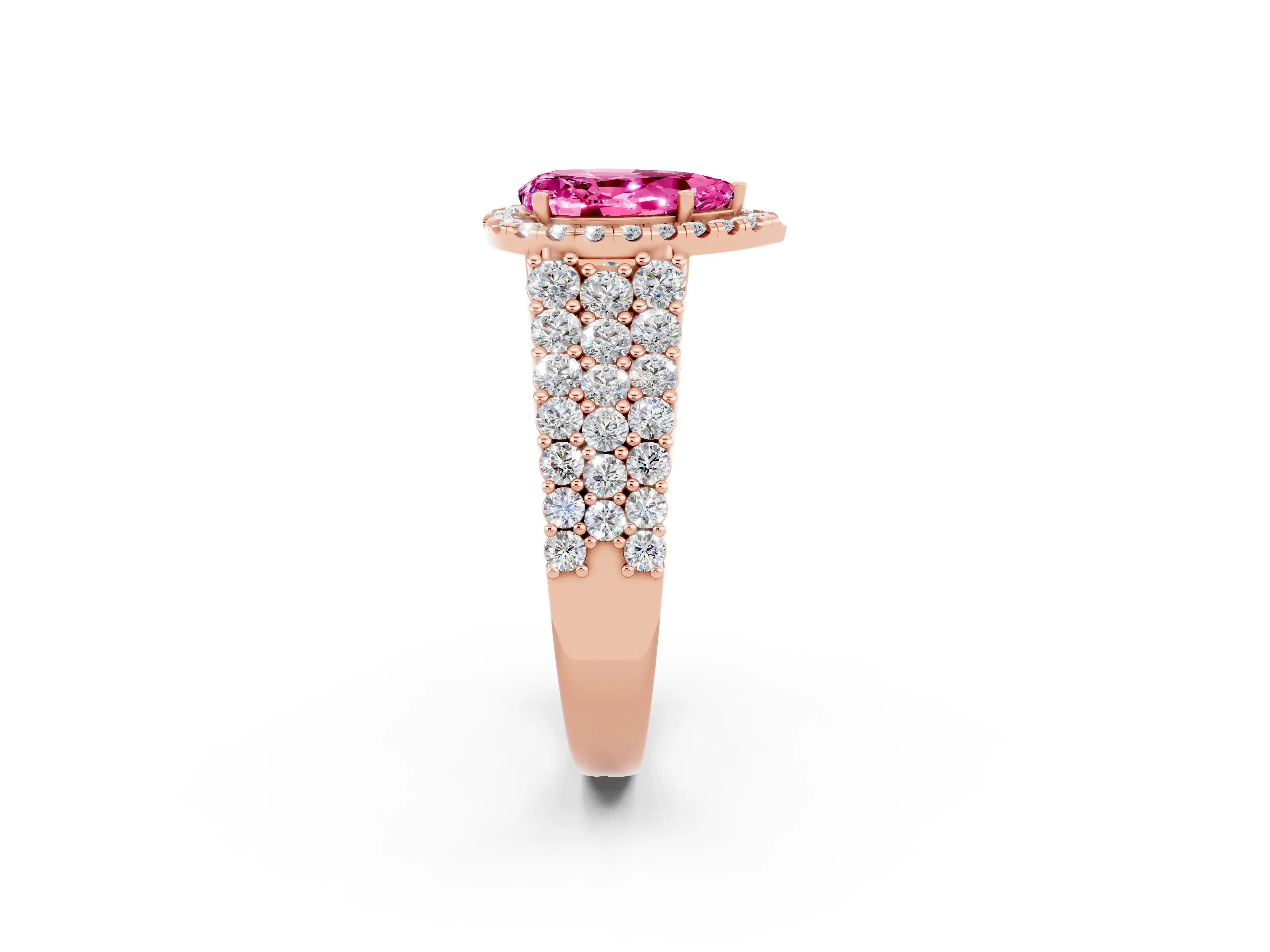 Rose gold Pear Cut Halo Pavé Diamond Engagement Ring with Split Shank and Four-Prong Setting_2