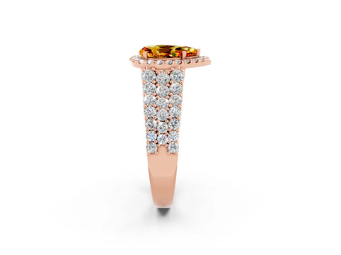 Rose gold Pear Cut Halo Pavé Diamond Engagement Ring with Split Shank and Four-Prong Setting_2