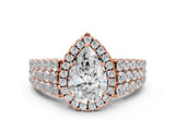 Rose gold Pear Cut Halo Pavé Diamond Engagement Ring with Split Shank and Four-Prong Setting_3