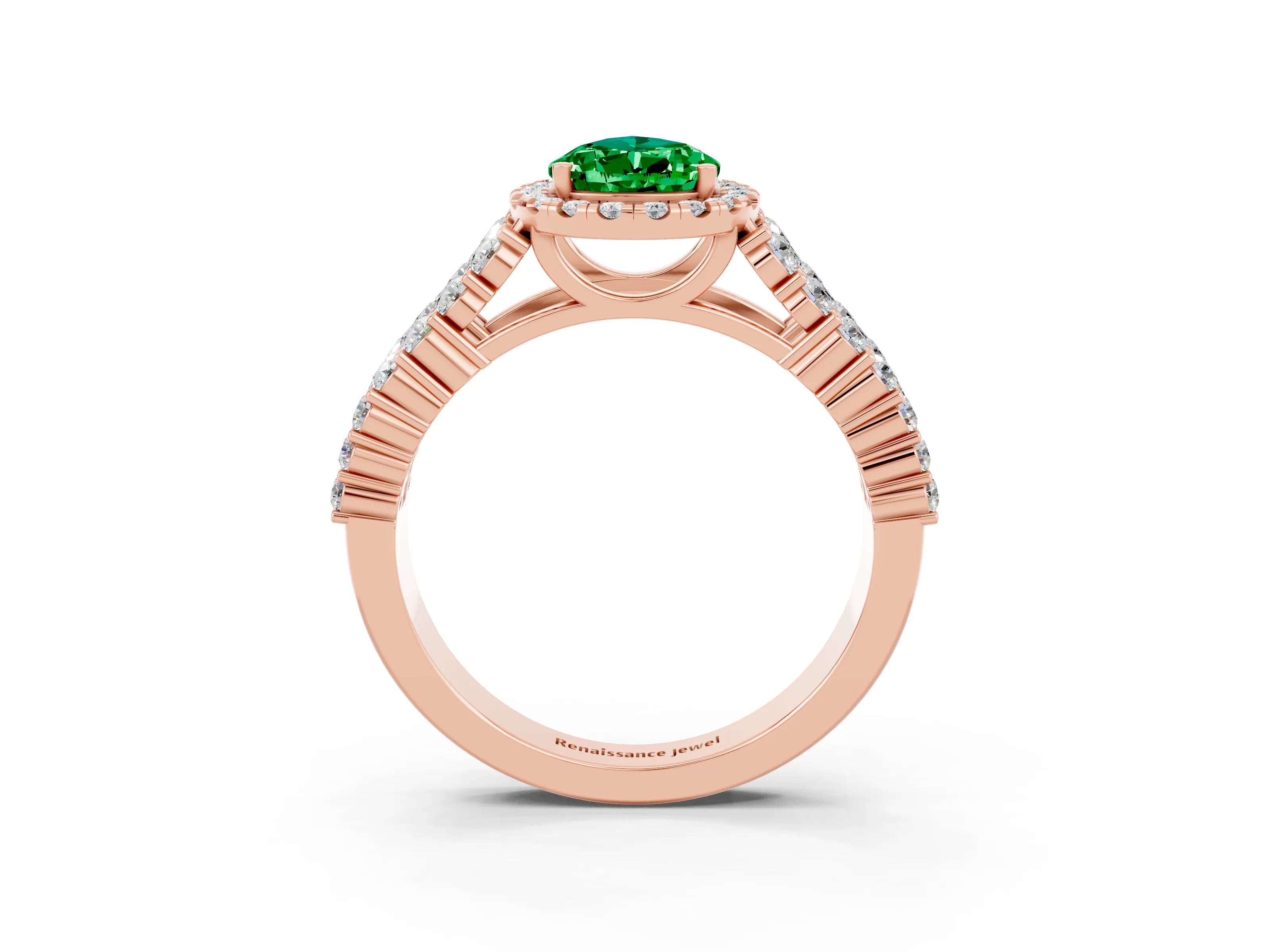 Rose gold Pear Cut Halo Pavé Diamond Engagement Ring with Split Shank and Four-Prong Setting_3