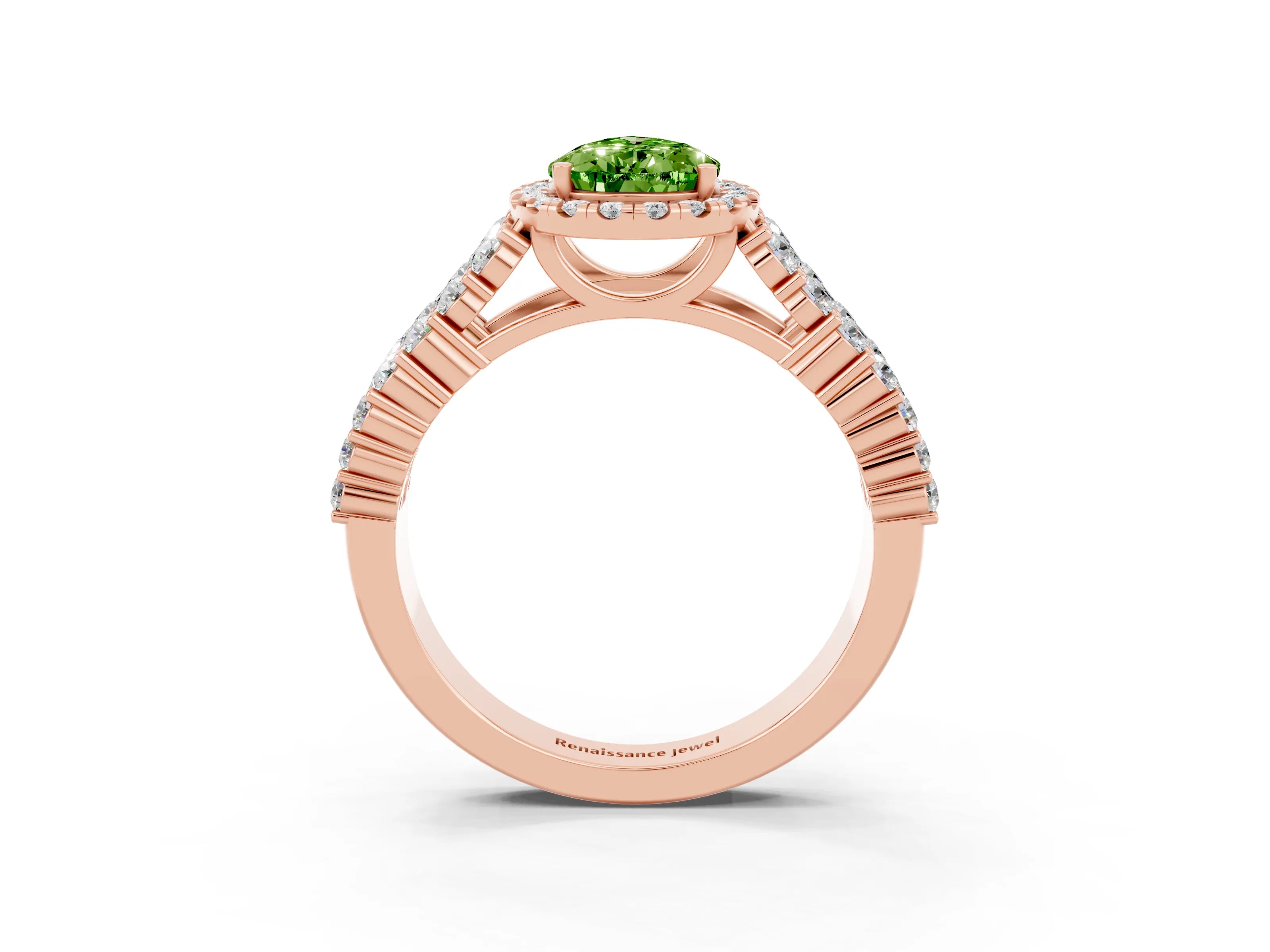 Rose gold Pear Cut Halo Pavé Diamond Engagement Ring with Split Shank and Four-Prong Setting_3