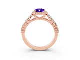 Rose gold Pear Cut Halo Pavé Diamond Engagement Ring with Split Shank and Four-Prong Setting_3