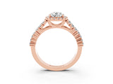 Rose gold Pear Cut Halo Pavé Diamond Engagement Ring with Split Shank and Four-Prong Setting_3