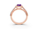 Rose gold Pear Cut Halo Pavé Diamond Engagement Ring with Split Shank and Four-Prong Setting_3