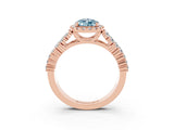 Rose gold Pear Cut Halo Pavé Diamond Engagement Ring with Split Shank and Four-Prong Setting_3