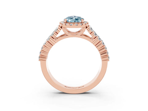 Rose gold Pear Cut Halo Pavé Diamond Engagement Ring with Split Shank and Four-Prong Setting_3