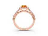 Rose gold Pear Cut Halo Pavé Diamond Engagement Ring with Split Shank and Four-Prong Setting_3