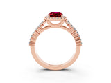 Rose gold Pear Cut Halo Pavé Diamond Engagement Ring with Split Shank and Four-Prong Setting_3